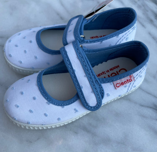Cienta Mary Jane - Blue Swiss Dot
