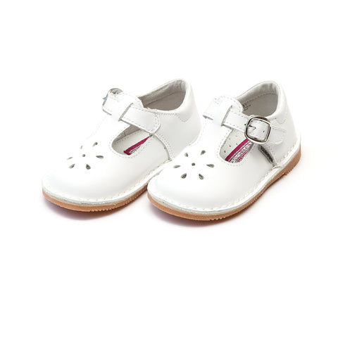 L'Amour - Joy Classic Leather Stitch Down T-Strap Mary Jane - White